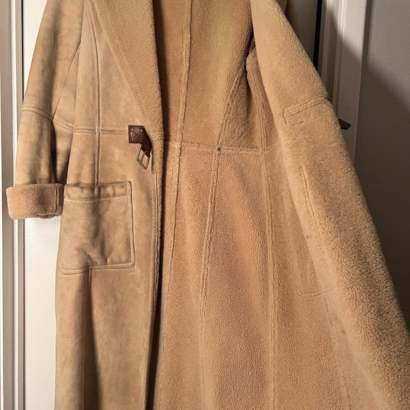 Rare Vintage Ralph Lauren Black Label Women’s Lambswool Lamb Fur Tan Coat Size 4 - Picture 5 of 16